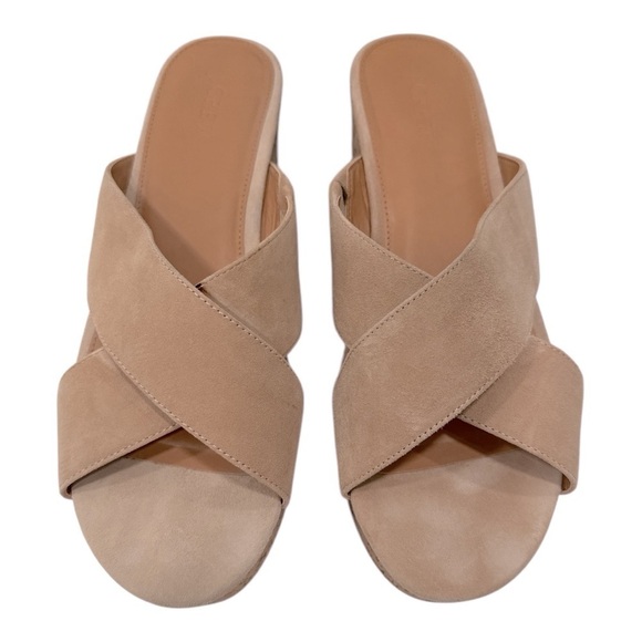 J. Crew Women's Tan Beige Platform Sandals Crisscross wedges size 10 - Picture 5 of 10